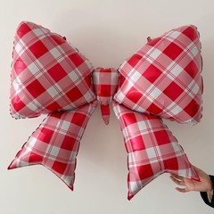 4Pcs Red White Gingham Bow Balloons for Summer Picnic BBQ/She’s Ready to Pop …