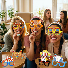60Pcs Circus Paper Glasses Party Decorations for Adults Bulk, Carnival Theme Pho