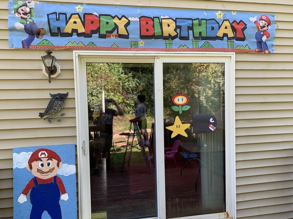 Huge Nintendo Super Mario & Luigi 7ft. Cloth Happy Birthday PARTY Wall Banner