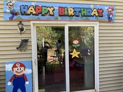 Huge Nintendo Super Mario & Luigi 7ft. Cloth Happy Birthday PARTY Wall Banner