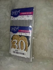 Black&White 30th Birthday Straw Decor 24 count party supplies