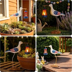 Unique Coastal Seagull Solar Light – Ideal for Gardens and Patriotic Displays