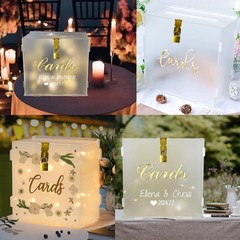 Funvalley Surperfect 10″ Acrylic Wedding Card Box with String Light white
