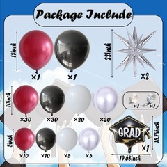 2026 Graduation Party Decorations, 138Pcs Burgundy White Silver Black Congrat…