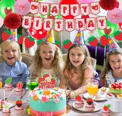 Strawberry Shortcake Birthday Decorations – Banner Cake Toppers Balloons Pape…