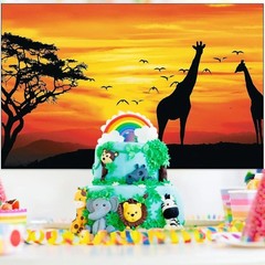 African Safari Backdrop Banner – Party Decor – Wall One Size, Multicolor
