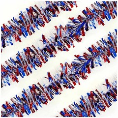 2 Pcs 6.2 Ft Red White Blue 4th of July Tinsel Garland Patriotic Decor Set