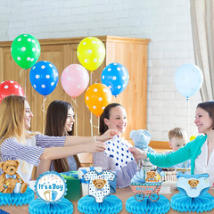9 Pcs Teddy Bear Honeycomb Centerpieces Its a Boy Baby Shower Table Decorati
