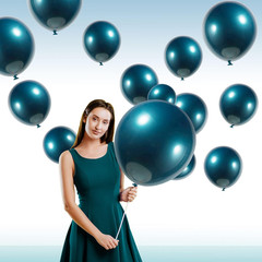 Chrome Blue Double-Stuffed Balloons Different Sizes 52 PACK 18+10+5 Inch Metalli