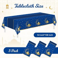 Childom 3 Pack Ramadan Table Cloth,Ramadan Decorations for Home,54″ x 108″ Eid M