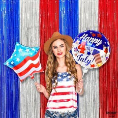 Metallic Red, Silver & Blue Streamers – 3.2×8 Feet for 4th of July Celebrations