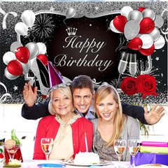 Irenare Happy Birthday Banner Red Birthday Backdrop Red Decoration for Women Men