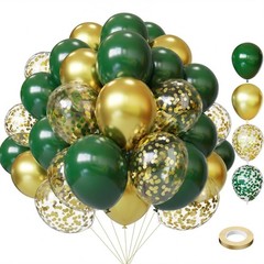 Lukiituke Green and Gold Balloons, 75PCS Dark Green Balloons, Gold Latex Ball…