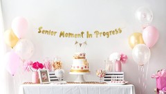 Pre-Strung Senior Moment in Progress Gold Glitter Banner – Funny Retirement D…