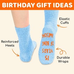 15th Birthday Gift Socks, Teens Age 15, Boys Girls, Funny Present Ideas, Novelty