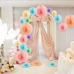 9 PCS Huge Pastel Hanging Paper Fans Macaron Birthday Party Decorations