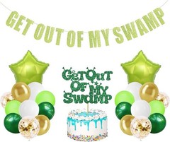 Shrek-Themed Party Decorations Set with Balloons and Cake Topper