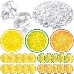 300 Pieces Clear Fake Crushed Ice and 20 Pieces Simulation Lemon Slices 2 x 0.4″