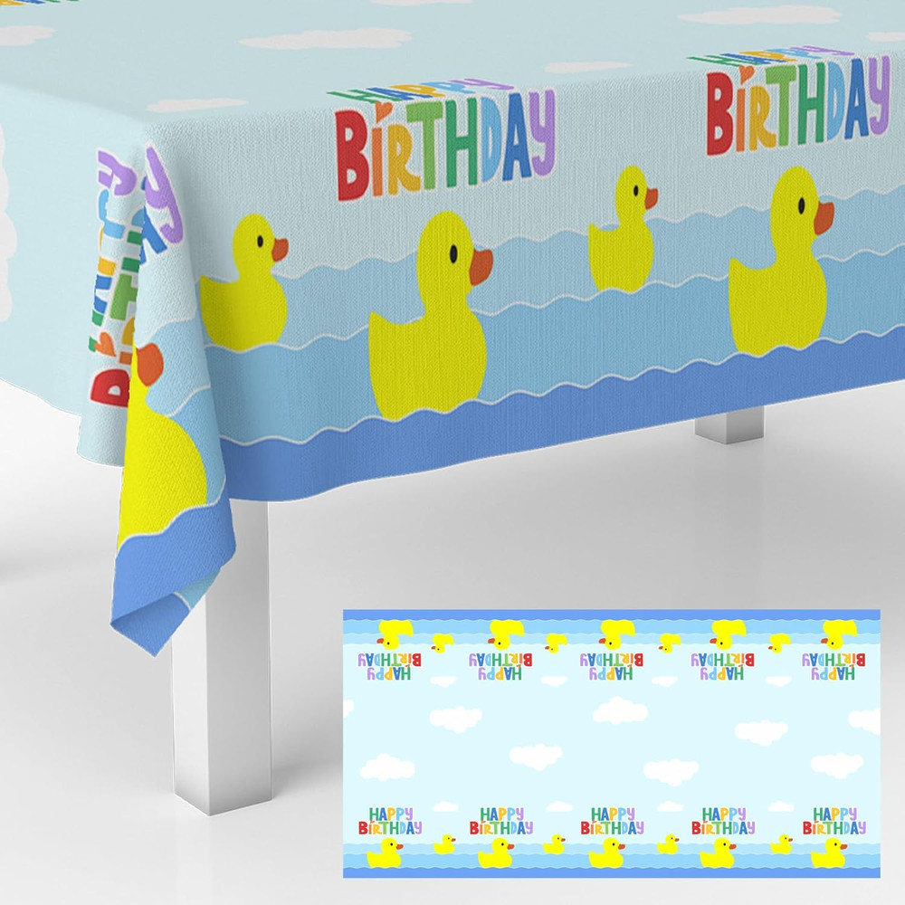 Uck Happy Birthday Tablecloth Duck Animal Plastic Supplies Animal Theme Baby Sho