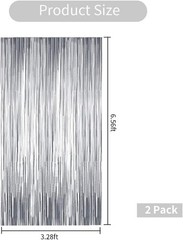 Elegant Silver Tinsel Fringe Backdrop – Perfect for Weddings & Birthdays, 2 Pcs