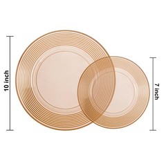 FLOWERCAT 100PCS Clear Brown Plastic Plates – Heavy Duty Plastic Plates Dispo…