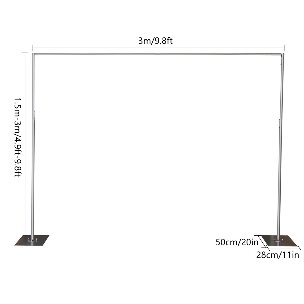 Heavy Duty Pipe Drape Kit Backdrop Support w/ Metal Steel Base-Height Adjustable