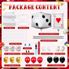 Kasyat 2 Set Casino Balloon Column Stand Kit Adjustable Red Black Gold Dice P…