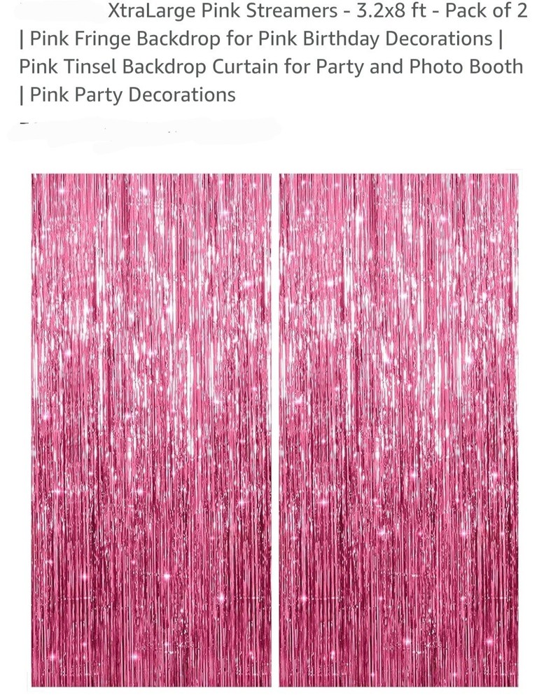 2 Pack Pink Backdrop Party Decorations Tinsel Curtain Party Backdrop Foil Fringe
