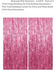2 Pack Pink Backdrop Party Decorations Tinsel Curtain Party Backdrop Foil Fringe