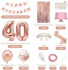 40th Birthday Decorations for Women, Rose Gold 40th Birthday Decorations Set …