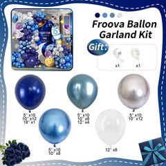 Blue and Silver Balloon Arch Kit, Navy Dark Blue Light Metallic Baby Blue Sil…
