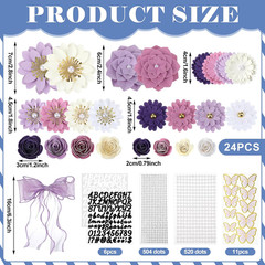 MotiMind 46 Pcs DIY Graduation Cap Decorations Kit Included Paper Flowers, 3D Bu