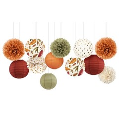 NICROLANDEE Fall Wedding Decorations, 12 PCS Orange Maple Leaf Paper Lanterns…