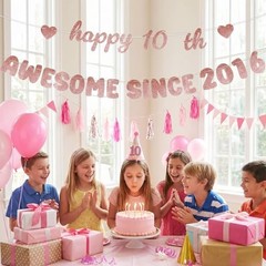 Rose Gold Birthday Party Decorations for Girls – Glittery Happy Birthday 10th