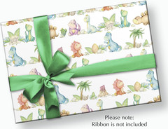 Dinosaur Baby Shower or Birthday Gift Wrapping Paper – Folded Flat 30 X 20 Inch