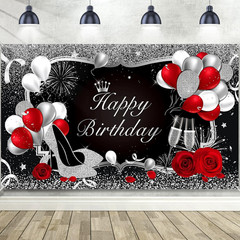Irenare Happy Birthday Banner Red Birthday Backdrop Red Decoration for Women Men