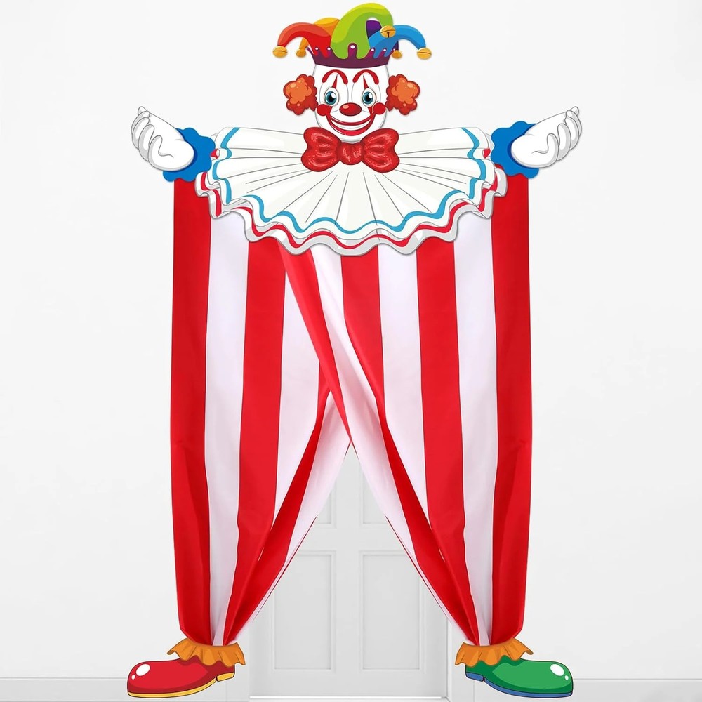 3Pcs Halloween Circus Carnival Party Decorations Clown Party Door Banner Backdro