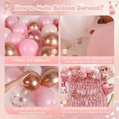 Decoracion Para Cumpleaños Rose Gold Fiestas Mujer Globos Cortinas 96 Piezas Set