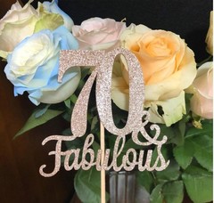 10 PCS Double Sided Rose Gold Glitter Fabulous 70th Birthday Centerpieces