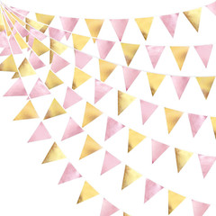 Gradient Green Party Decorations Metallic Fabric Ombre Green Triangle Pennant Ba