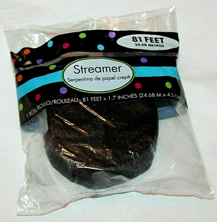 Amscan Paper Crepe Jet Black Streamer – 81 ft – 1 Roll