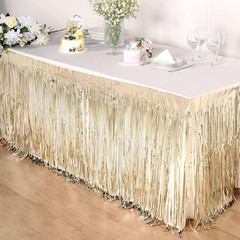 Efavormart 30″ x 9ft Metallic Foil Fringe Table Skirt, Self-Adhesive Party Table