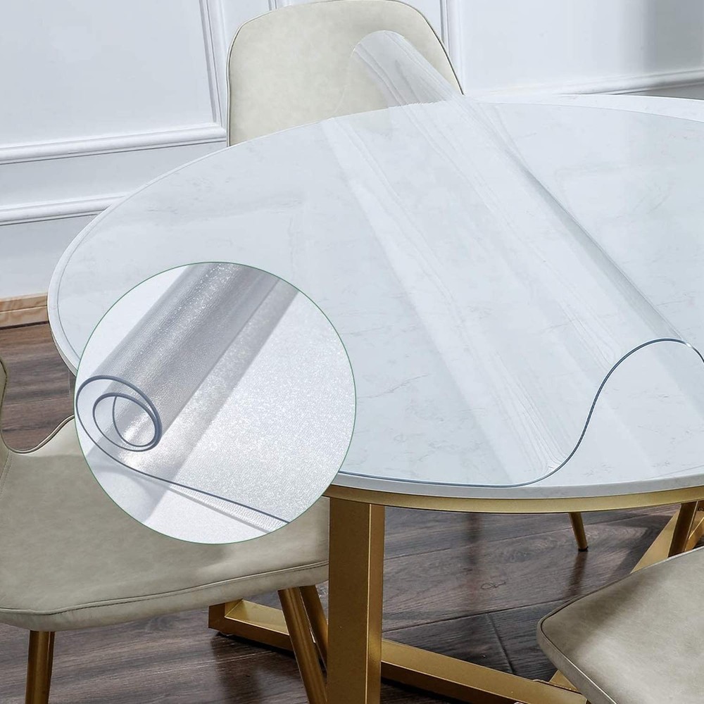 NECAUX 17″ Round Frosted Table Cover Protector, 1.5mm Thick, Odorless PVC