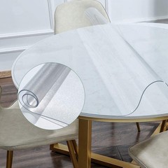 NECAUX 17″ Round Frosted Table Cover Protector, 1.5mm Thick, Odorless PVC