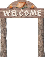3 Pcs Camping Themed Party Decorations Banner Welcome Porch Sign with 1 Double S
