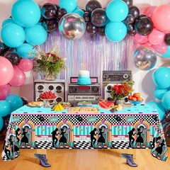 6 Pack 50s Tablecloths – Vintage Rock ‘n’ Roll Party Decorations, 108×54 Inch