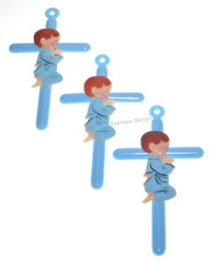 12 BAPTISM BLUE CROSS BOY 6” RECUERDOS DE BAUTIZO CRUZ BABY SHOWER PARTY FAVOR