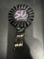 50th Birthday Black Ribbon “Over The Hill”