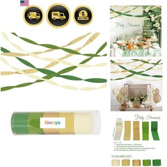 Baby Shower Decorations, Crepe Paper Streamers Green Gold Party Decorations5 …