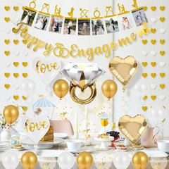 Engagement Party Decorations Gold – 29 Pc Engagement Decor Kit, Happy Engagement
